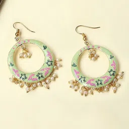 OOMPH Beaded Circular Meenakari Drop Earrings-49