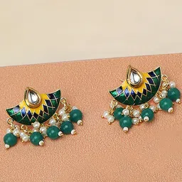 OOMPH Meenakari Kundan Studded Chandbalis-14