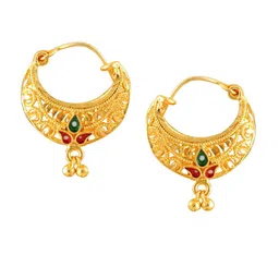 Vighnaharta Gold-Plated Floral Chandbalis Earrings-image-3