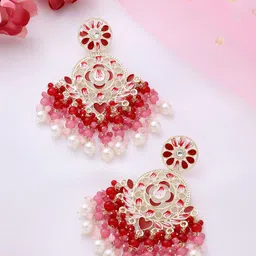 Yellow Chimes Gold-Plated Kundan Studded Chandbalis Earrings-41