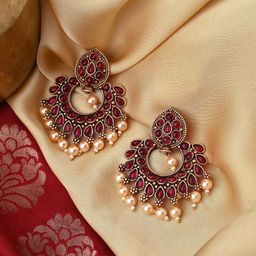 TEEJH Gold-Toned Contemporary Chandbalis Earrings-30