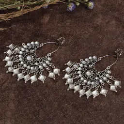 VENI Women Silver-Plated Contemporary Chandbalis Earrings-picture-17