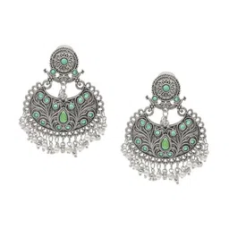 Shining Jewel - By Shivansh Silver-Plated Oxidised Contemporary Chandbalis-53