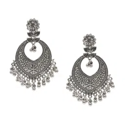 Shining Jewel - By Shivansh Silver-Plated Contemporary Oxidised Drop Earrings-21