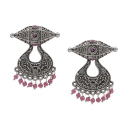 Shining Jewel - By Shivansh Silver-Plated Cubic Zirconia Contemporary Oxidised Chandbalis-picture-45