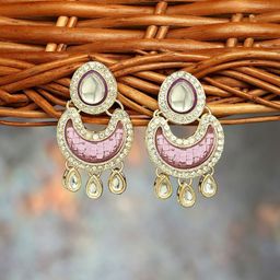 Zaveri Pearls Austrian Diamonds & Kundan Chandbalis Earrings-43