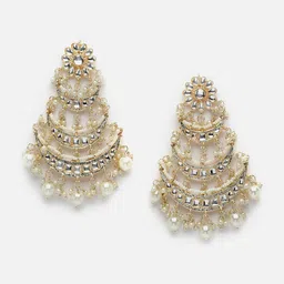 Anouk Gold-Plated Pearls Kundan Crescent Shaped Chandbalis-11