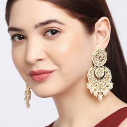 OOMPH Gold-Toned Heart Shaped Chandbalis Earrings-image-91