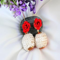 UNIVERSITY TRENDZ Gold-Plated Floral Drop Earrings-28