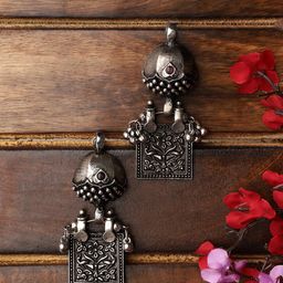 VENI Silver-Plated Classic Jhumkas Earrings-3