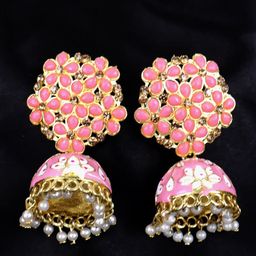 VAGHBHATT Dome Shaped Artificial Stones Jhumkas Earrings-19