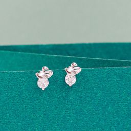 SANGEETA BOOCHRA 925 Sterling Silver CZ-Studded Quirky Studs Earrings-54