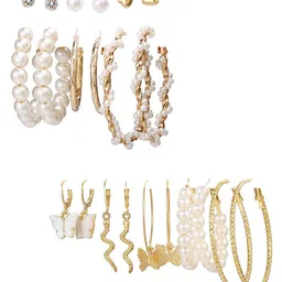 Vembley Gold-Toned Pair of 11 Studs Earrings-32