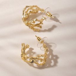 XPNSV Gold-Plated Circular Half Hoop Earrings-13