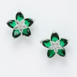 DressBerry Rhodium-Plated American Diamond-Studded Star Shaped Stud Earrings-5