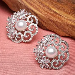Kennice Rhodium-Plated Floral Studs Earrings-43