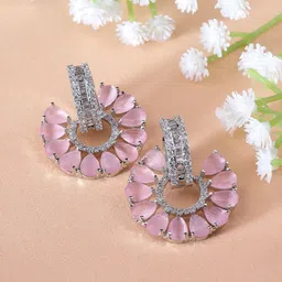 ZENEME Rhodium-Plated Floral Studs Earrings-4