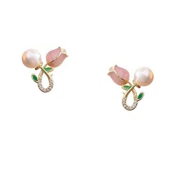 FIMBUL Gold-Plated Floral Studs Earrings-image-54