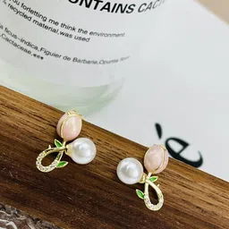 FIMBUL Gold-Plated Floral Studs Earrings-image-60