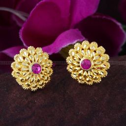 Vighnaharta Set Of 4 Floral Gold-Plated Studs Earrings-image-40