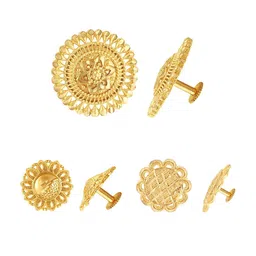 Vighnaharta Set Of 3 Gold-Plated Floral Studded Earrings-image-41