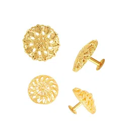 Vighnaharta Set Of 2 Gold-Plated Floral Stud Earrings-18