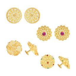 Vighnaharta Set Of 4 Floral Gold-Plated Studs Earrings-image-41