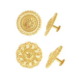 Vighnaharta Set of 2 Gold-Plated Floral Stud Earrings-17