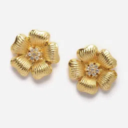 DressBerry Gold Toned American Diamond Gold Plated Studs Earrings-picture-11