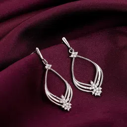 GIVA Sterling Silver Rhodium-Plated Zircon-Studded Contemporary Drop Earrings-32