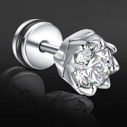 Peora Men Silver-Plated American Diamond Stainless Steel Geometric Shaped Stud Earrings-12