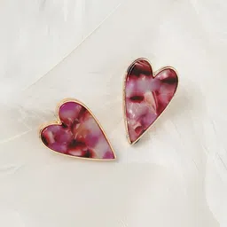 SOHI Gold-Plated Heart Shape Studs Earrings-18