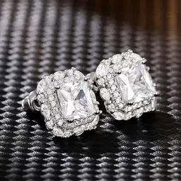 Peora Silver-Plated Cubic Zirconia Studded Contemporary Studs-46