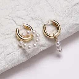 SOHI Gold-Plated Beaded Contemporary Hoop Earrings-33