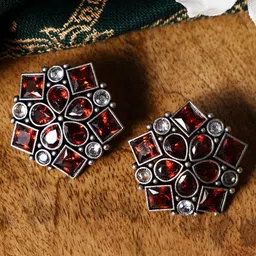 VENI 92.5 Silver-Plated Contemporary Studs Earrings-32