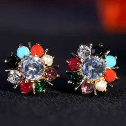 Zoey Gold-Plated Contemporary Studs Earrings-image-62