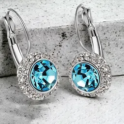 Okos Rhodium-Plated Crystals Studded Contemporary Studs Earrings-17