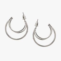 Kazo Silver-Plated Contemporary Layered Half Hoop Earrings-image-97