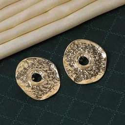 SOHI Gold-Plated Dented Halo Circular Studs Earrings-16