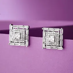 ATIBELLE Rhodium Plated Cubic Zirconia Contemporary Studs-19