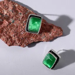 SOHI Silver-Plated Square Studs Earrings image 1