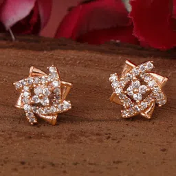 ZINU Rose Gold Contemporary Studs Earrings-34