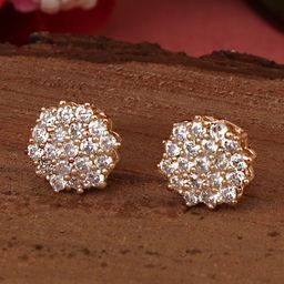 ZINU Rose Gold-Plated & White Floral Studs-34