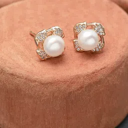 AMI Rose Gold Contemporary Studs Earrings-21