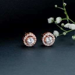GIVA 925 Sterling Silver Rose Gold Contemporary Studs Earrings-57