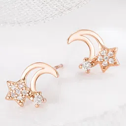 MYKI Stainless Steel Rose Gold-Plated Contemporary Studs Earrings-15