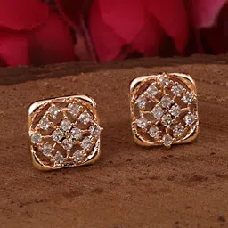 ZINU Rose Gold Contemporary Studs Earrings-51