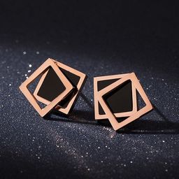 MYKI Rose Gold-Plated Square Shaped Studs Earrings-14