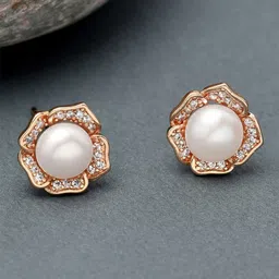AMI Rose Gold Contemporary Studs Earrings-69