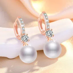 Jewels Galaxy Rose Gold Plated AD Studded Hoop Earrings-image-54
